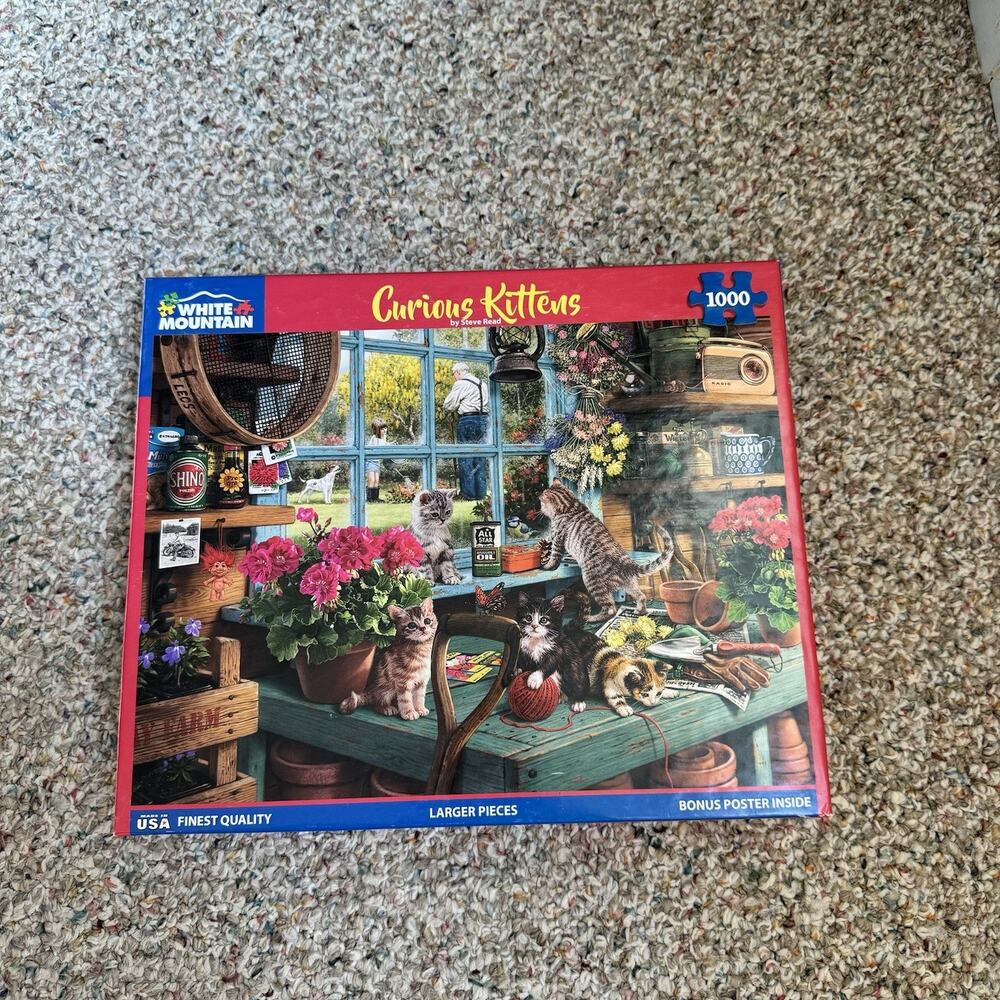 White Mountain Curious Kittens 1000 Piece Jigsaw Sealed Puzzle Made in USA